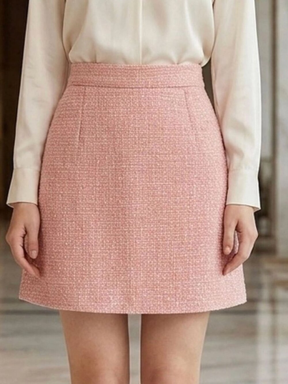 ZARA XS Pink Tweed Mini Skirt - Classic Women's Skirt